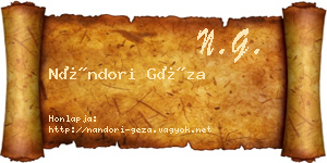 Nándori Géza névjegykártya